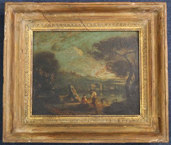 Attributed to Richard Wilson (1713-1782) Lake Avernus, 8.5 x 11.25in.